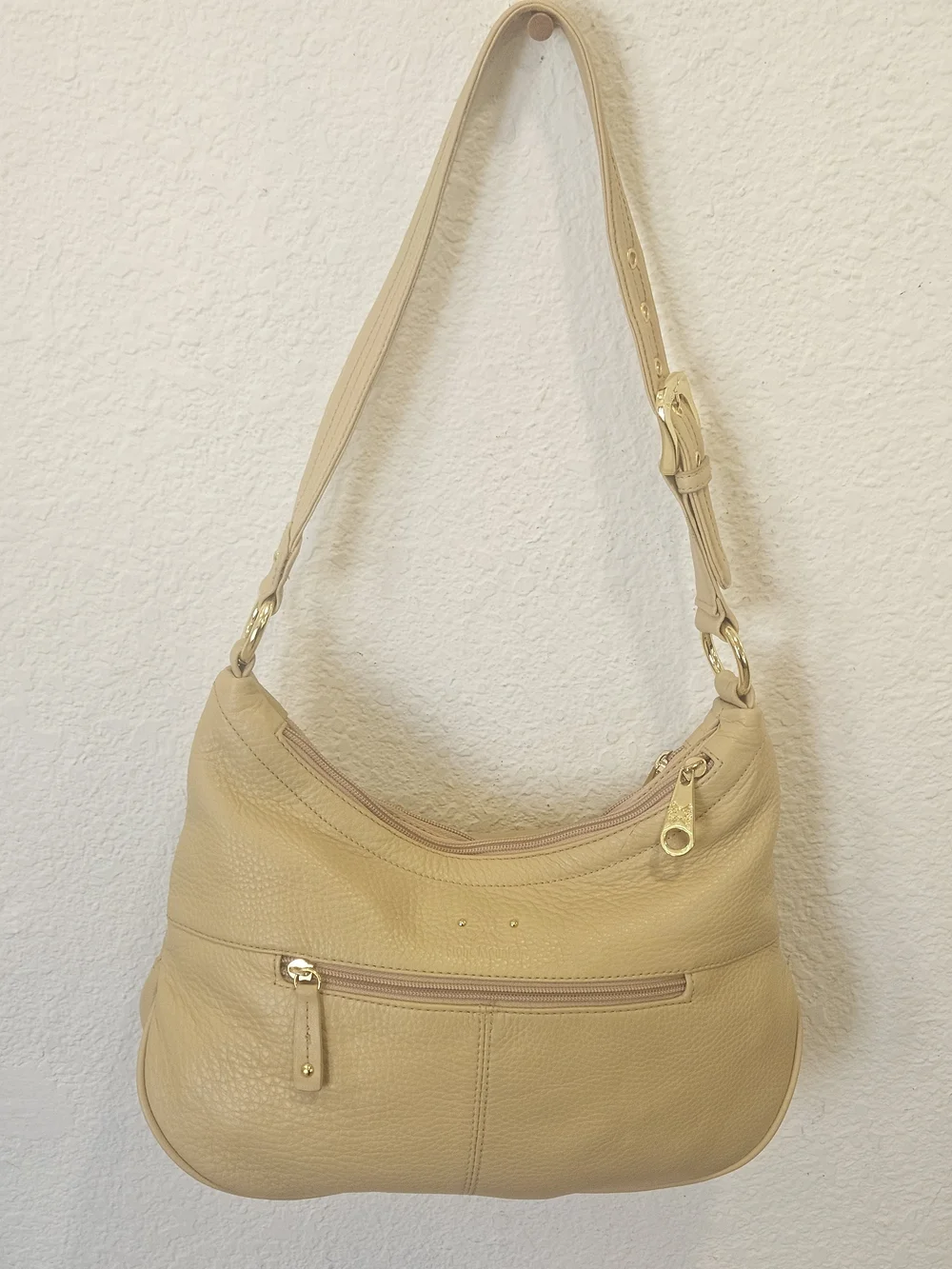 Stone Mountain Leather Hobo Shoulder Bag Purse & Matching Wallet Combo Beige